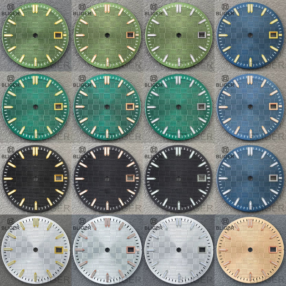 31mm Sterile Dial logo-free green luminous dial for NH35 movement 3 o'clock date