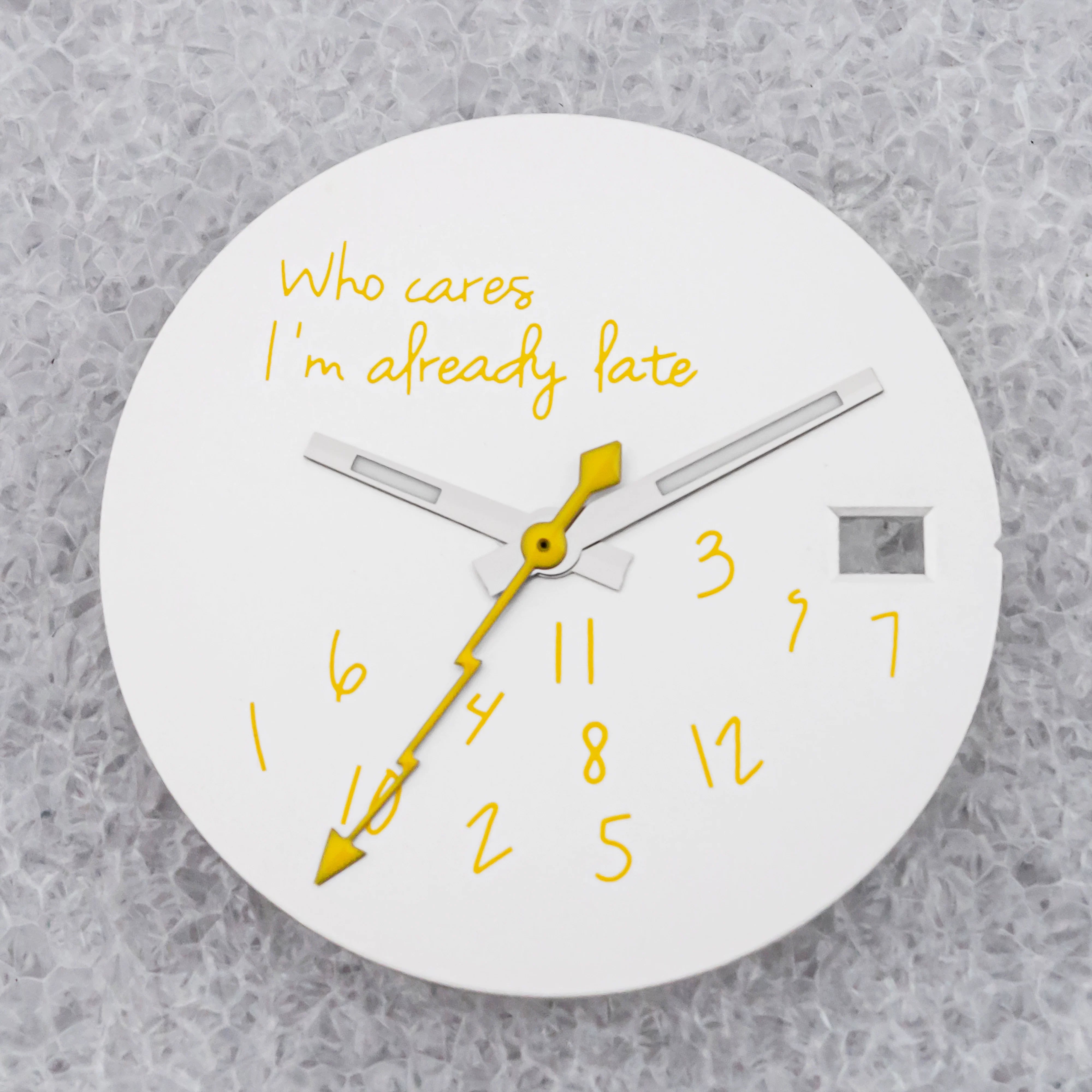 NO Date Window Dial Who Cares I'm Already Late for NH35 movement 28.5mm Green Lume Hands