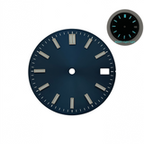 28.5mm NH35 Dial Log Marker Sunburst Surface BGW9 Luminous Dial blue