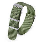 NATO nylon strap One through double row holes breathable woven watch strap 20mm 22mm black blue grey green fxd 285mm