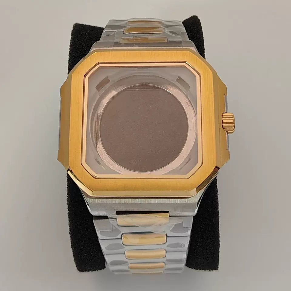 42mm Black Cubitus Watch Case gold rose gold two tones Glassback square case for 29.5mm dial NH35/36 movement Sapphire 5ATM