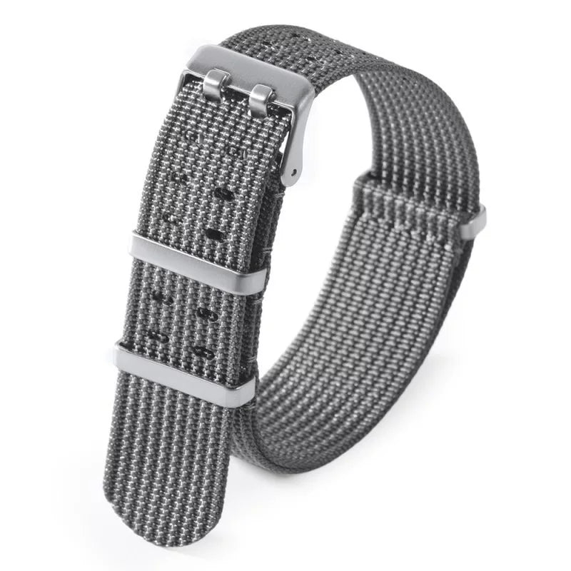 NATO nylon strap One through double row holes breathable woven watch strap 20mm 22mm black blue grey green fxd 285mm