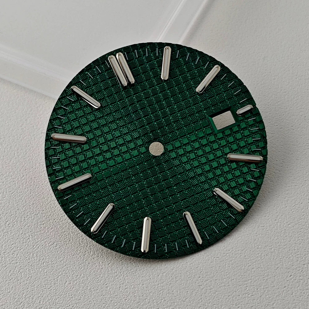 Full Sterile 31.8mm Waffle Dial green luminous dial for NH35 mechanical movement PRX Royal Oak AP etc