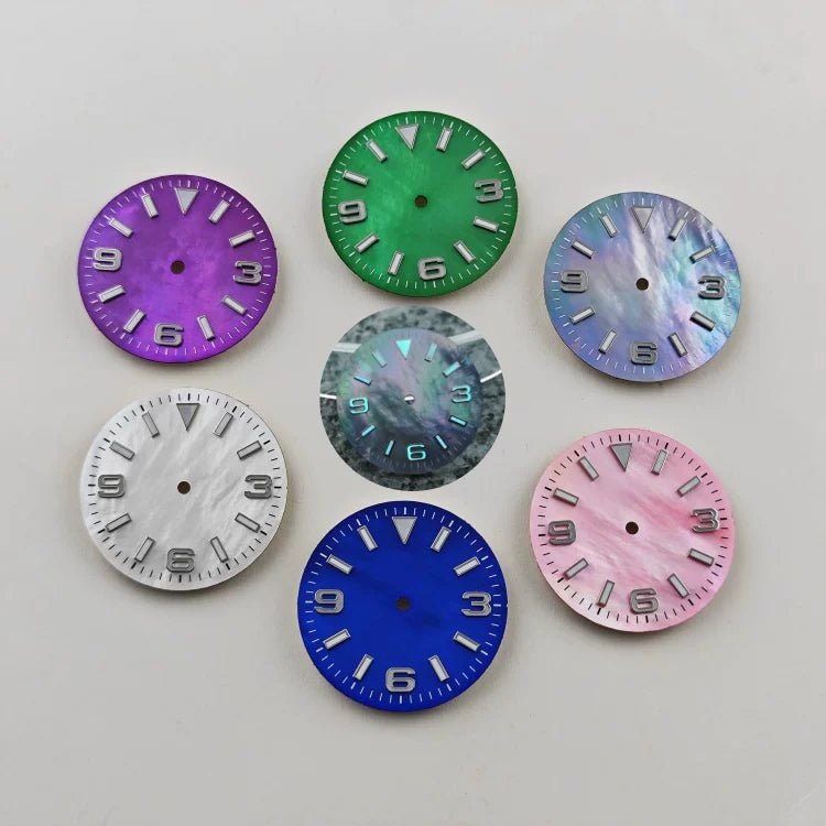 28.5mm MOP Dial For NH35 369 Perpetual Mechanical Watch BGW9 Luminous watch face