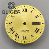 29mm NH36 Dial Day DateWindow Classic Roman Number Marker Green Luminous