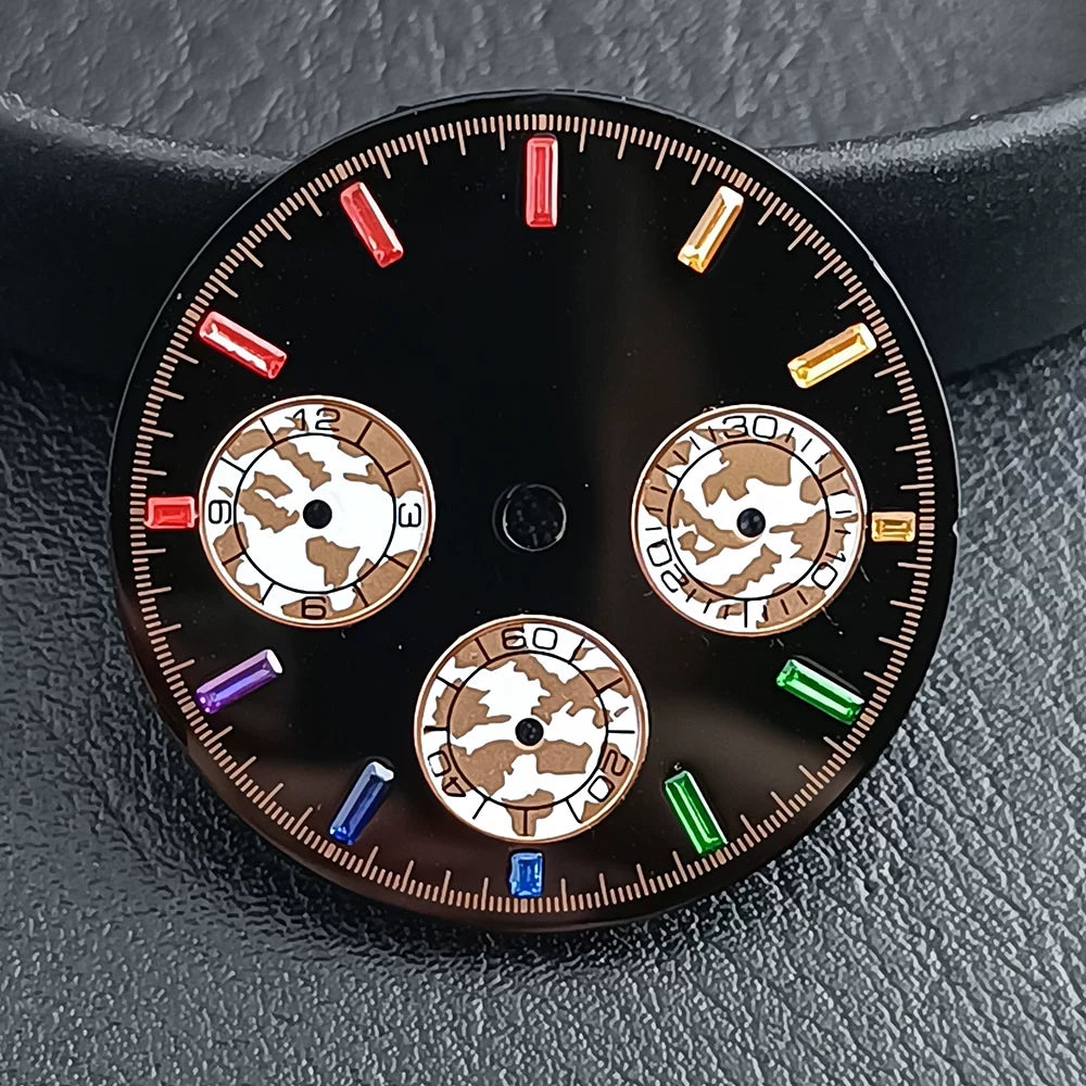 29Mm VK63 Dial luminous suitable for multi-function quartz movement Chronograph and supports customized logo.
