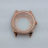 MIyota 8285 watch case Smooth bezel fluted diamond sapphire 316 stainless steel 31mm dial 10ATM