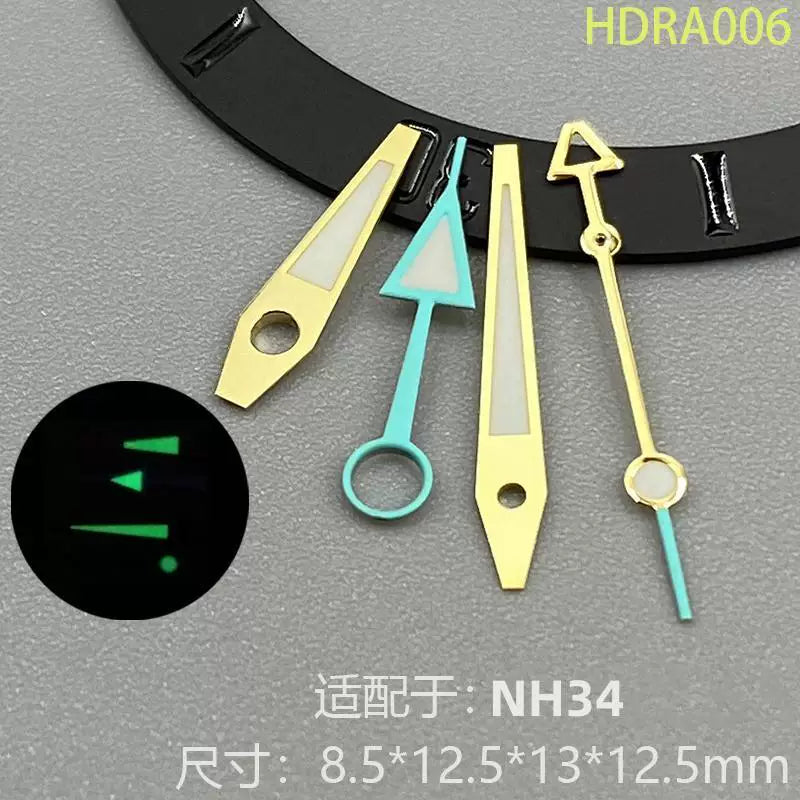 NH34 GMT Hands For TMI NH34 movement four-pin green luminous