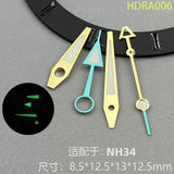 NH34 GMT Hands For TMI NH34 movement four-pin green luminous