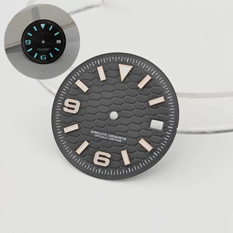 31mm / 29mm Land-Dweller Dial honey comb texture for Nh35 movement green luminous with hands