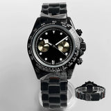 39Mm VK64 Datona Watch 2 eyes Black PVD Chronograph Quartz 5-pin green luminous sapphire 5ATM