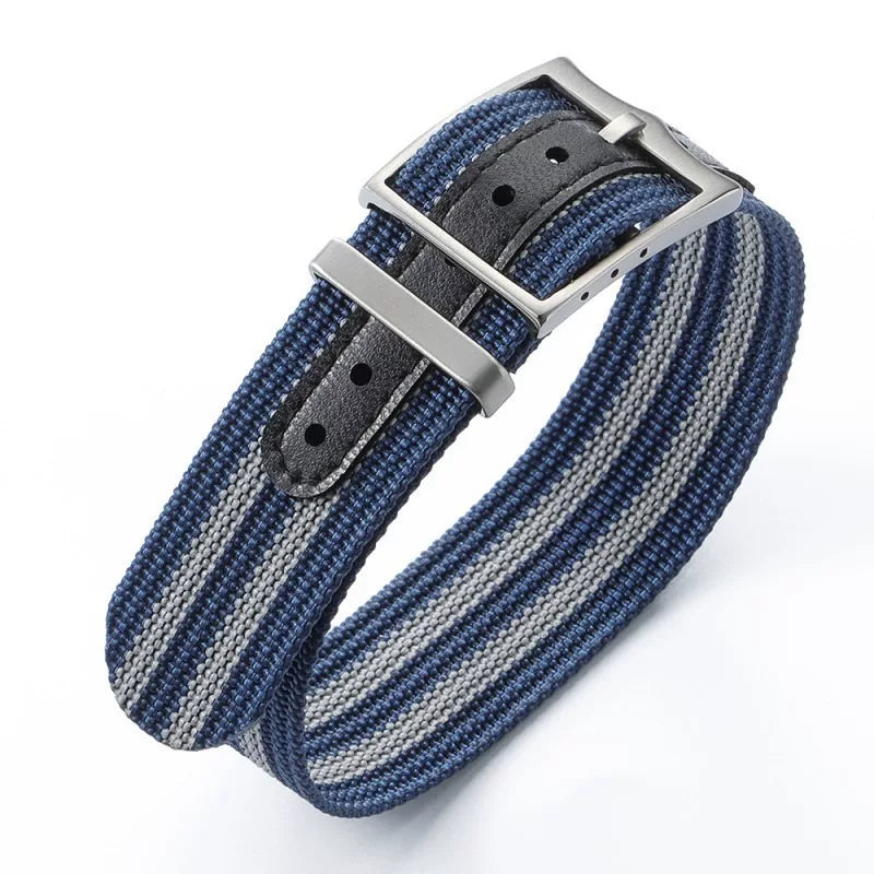 Nato nylon strap with leather sticker For Sub FXD etc Seiko Mods 20/22mm Silver Buckle