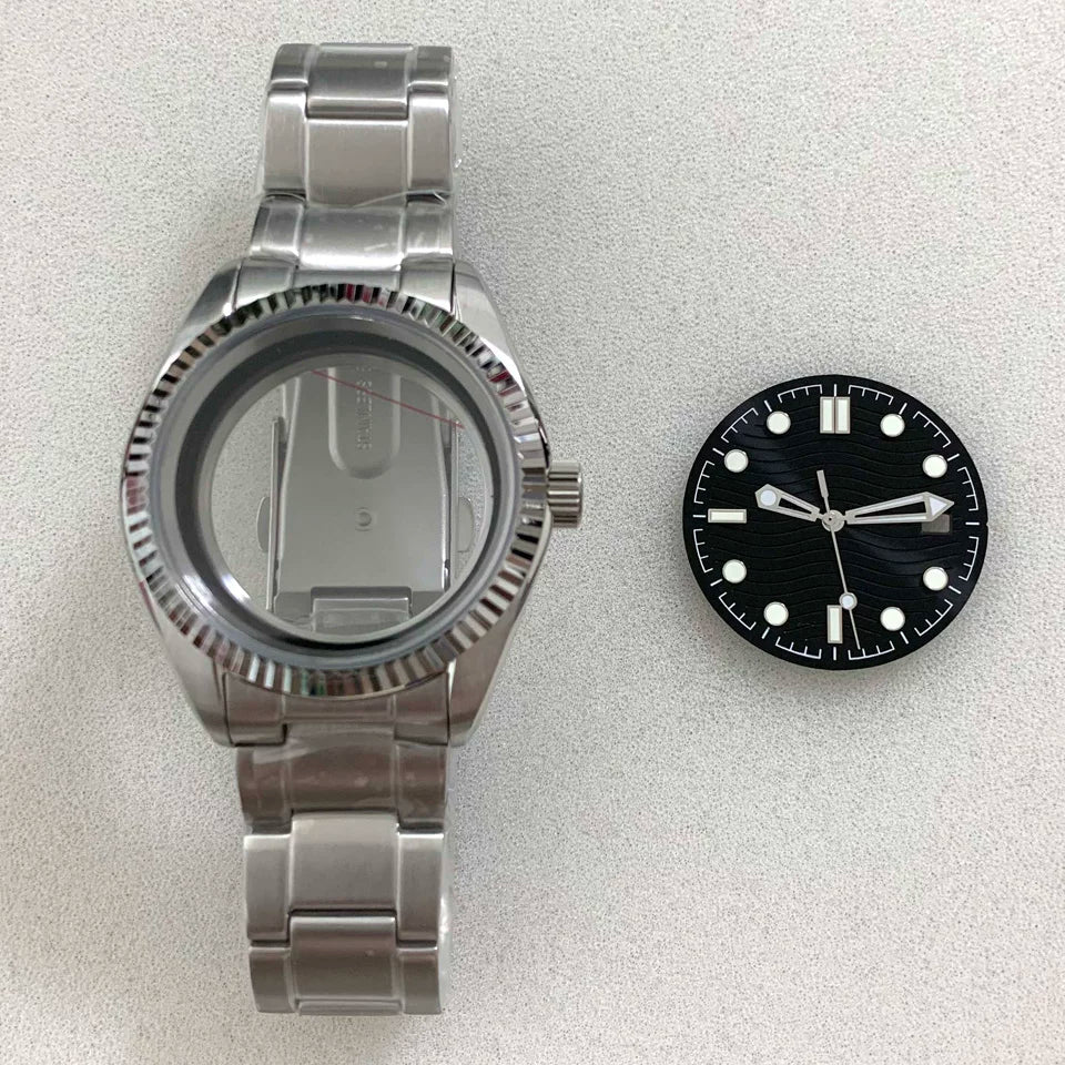 38MM AirKing / explorer watch case 316L stainless steel case sapphire for NH35 NH34 NH36 Nh38 etc movement