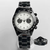 39Mm VK64 Datona Watch 2 eyes Black PVD Chronograph Quartz 5-pin green luminous sapphire 5ATM