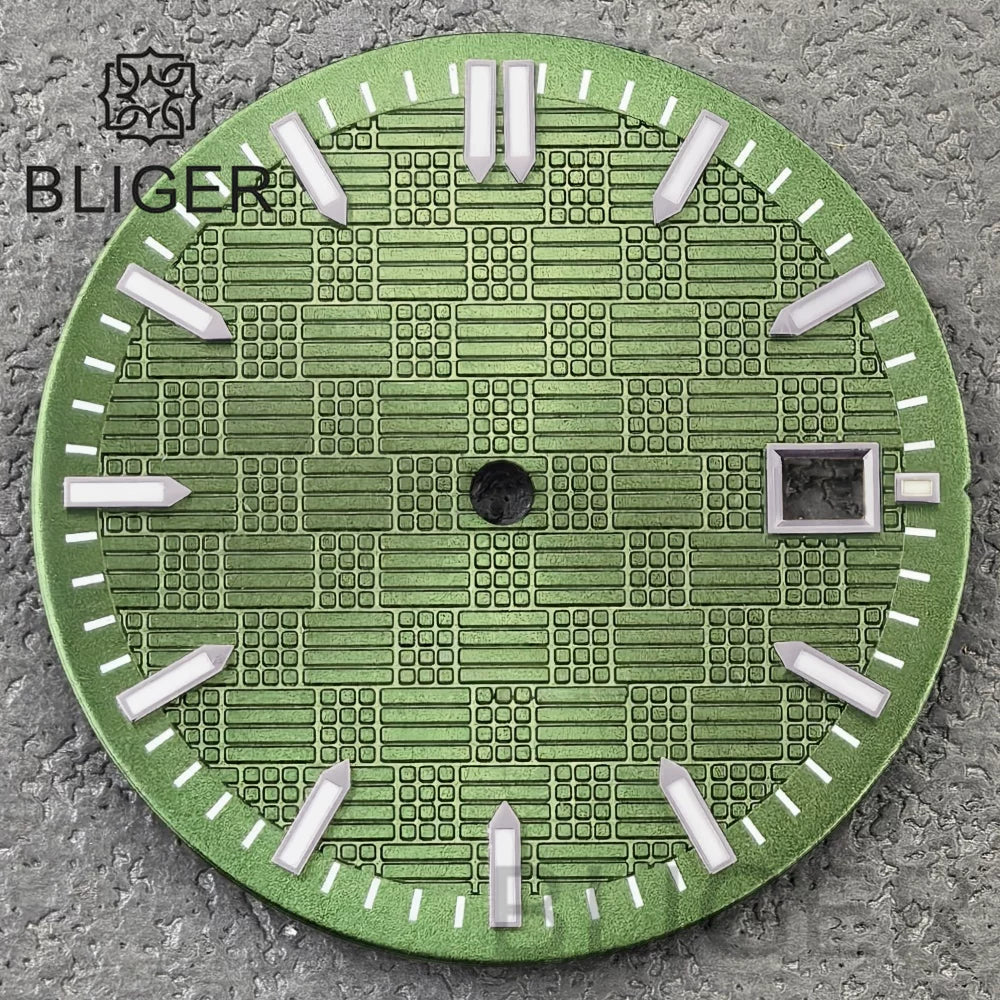 31mm Sterile Dial logo-free green luminous dial for NH35 movement 3 o'clock date