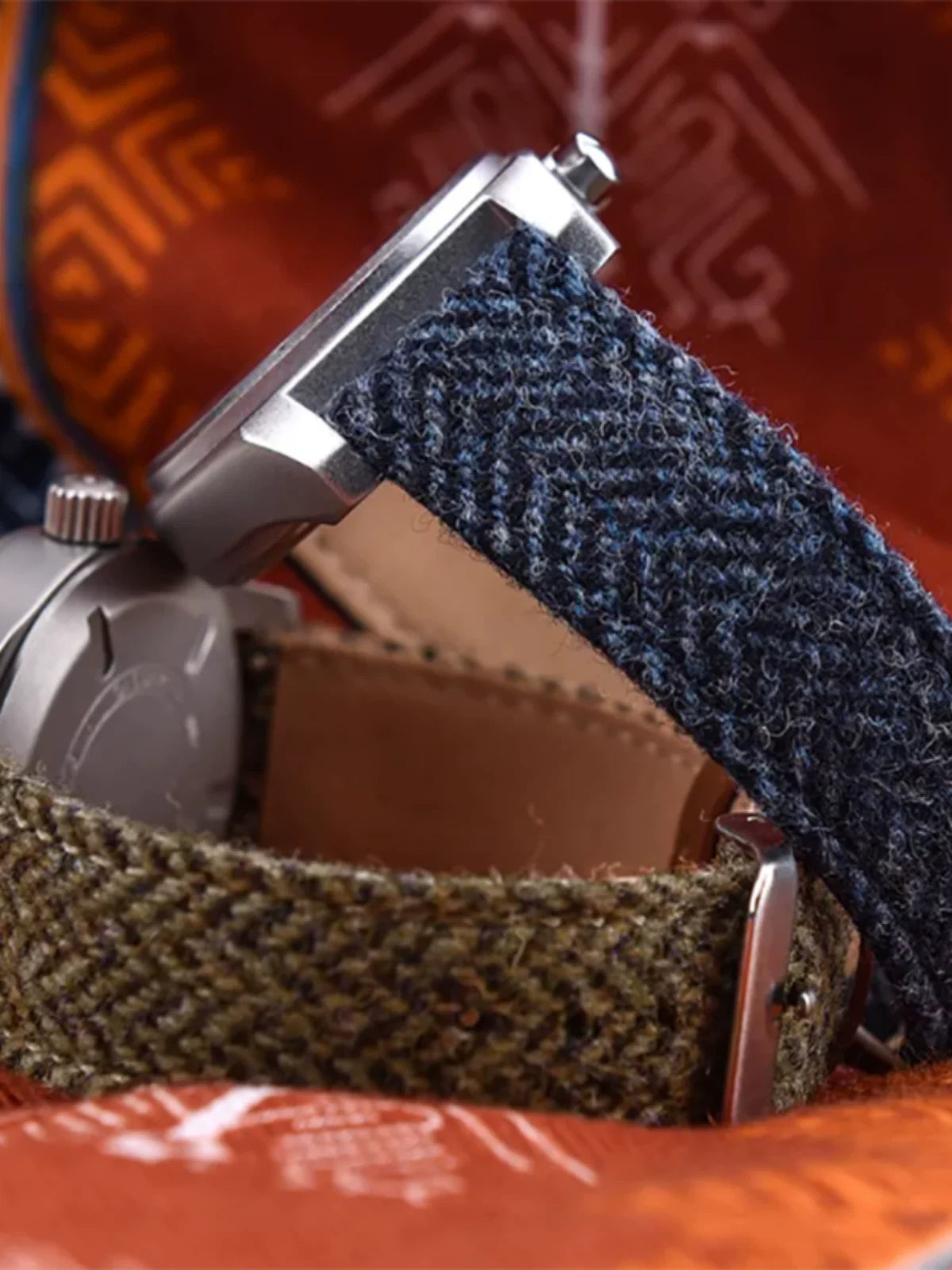 British retro Harris tweed leather strap for pilot watches 18/20/22/mm