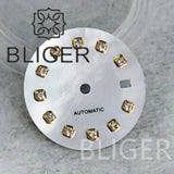 20.5Mm women's Dial sunburst MOP diamond silver nail sterile with hands for NH05 movement