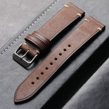 Titanium Clasp Handmade cowhide Leather strap 19 20 21 22MM retro style