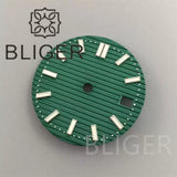 29.5MM Nautilus Dial for Seiko NH35 green luminous double bar 12 hour marker