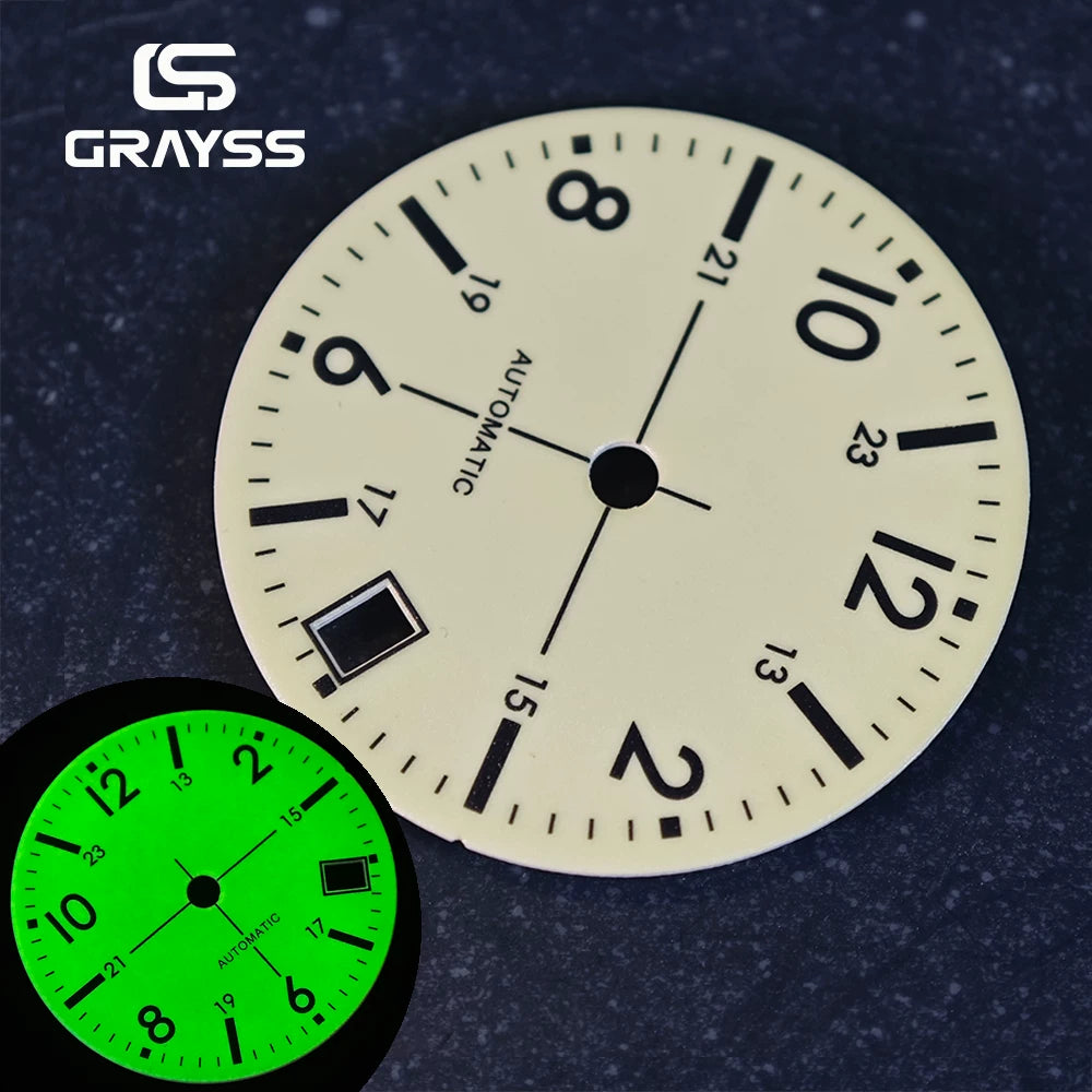 Full lume dia 28.5MM /33.5mm Pilot Watch dial C3 luminous for NH35 miyota 8215 PT5000 ETA2824 Sw200 etc