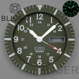 42MM Silver / black Pilot case  retro strap with 34.3mm dial pin for NH35 NH36 watch accessories