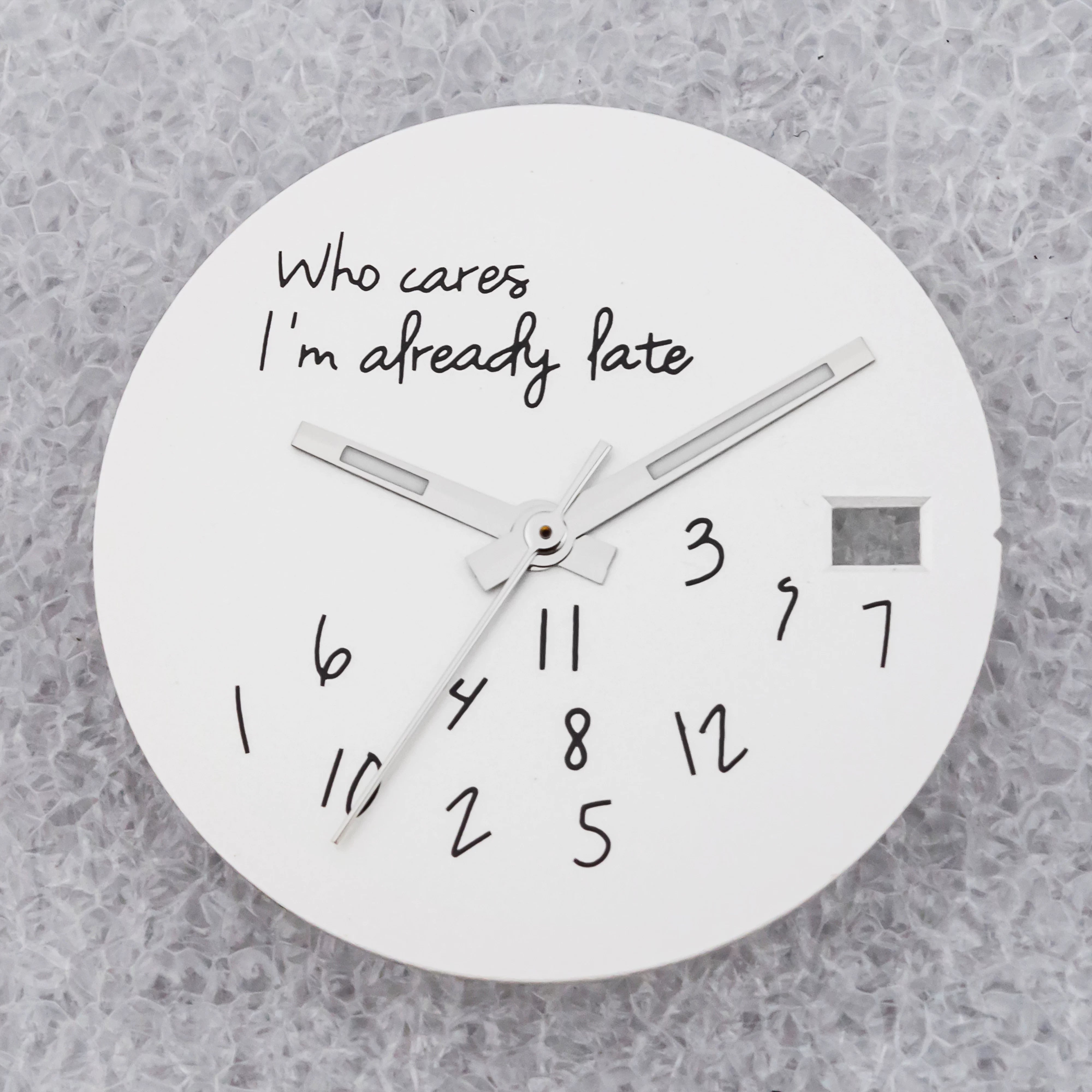 NO Date Window Dial Who Cares I'm Already Late for NH35 movement 28.5mm Green Lume Hands