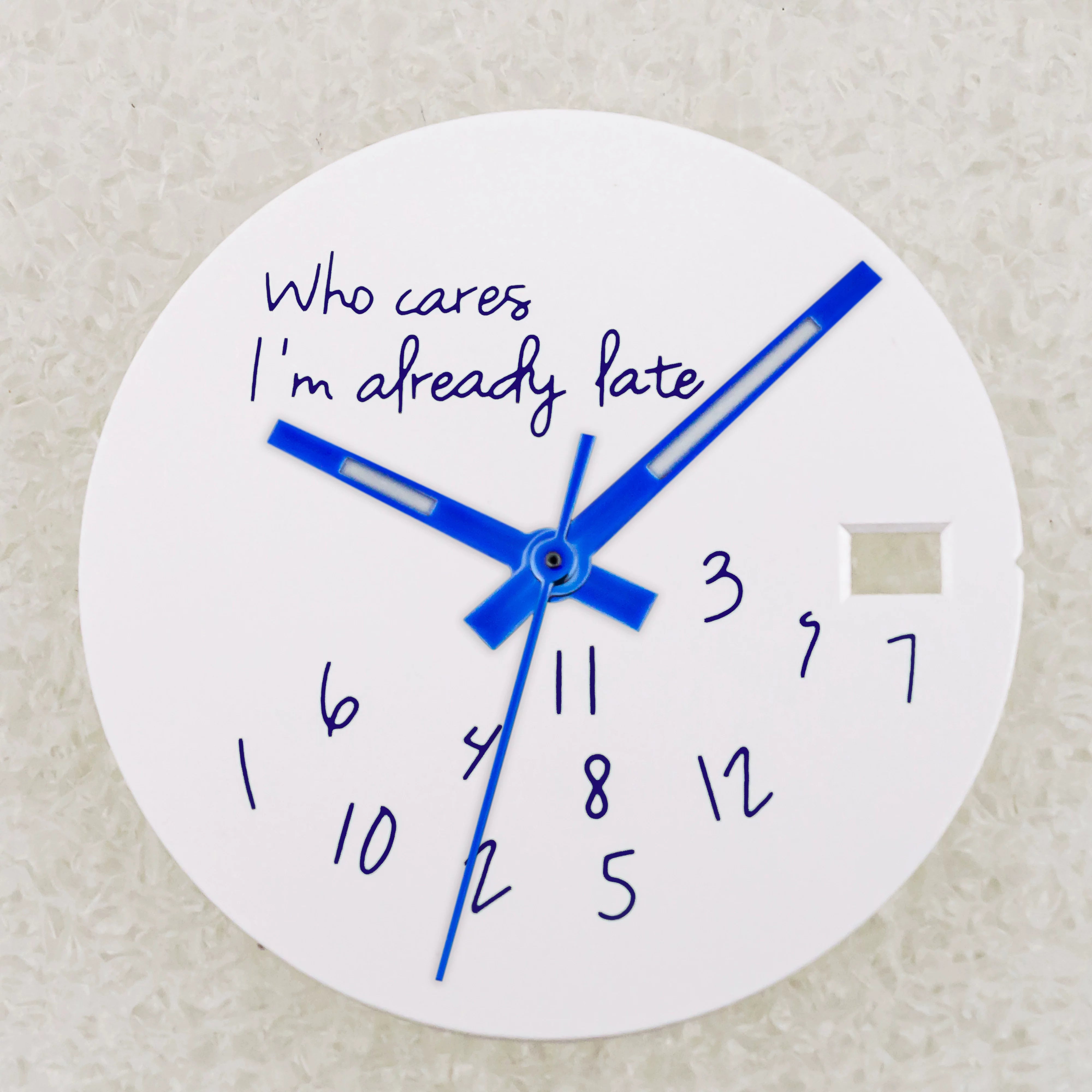 NO Date Window Dial Who Cares I'm Already Late for NH35 movement 28.5mm Green Lume Hands