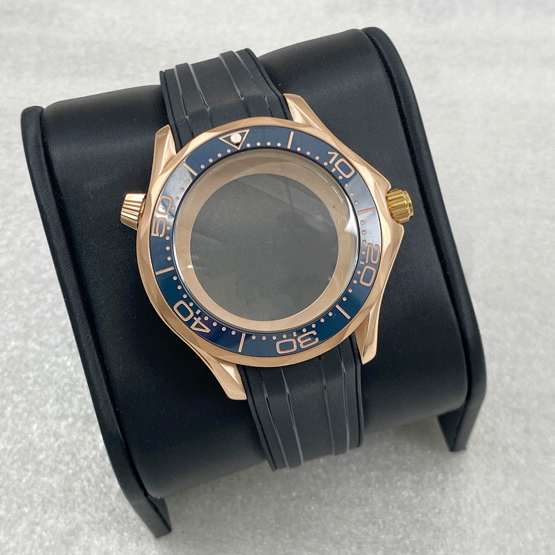 41Mm modified Seamaster 300 rose gold case sapphire glass suitable for nh35 movement case