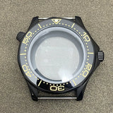 41mm Pvd Black Rose Gold Seamaster Watch Case  2 crown 316L Stainless Steel Ceramic for NH35/36 Movement