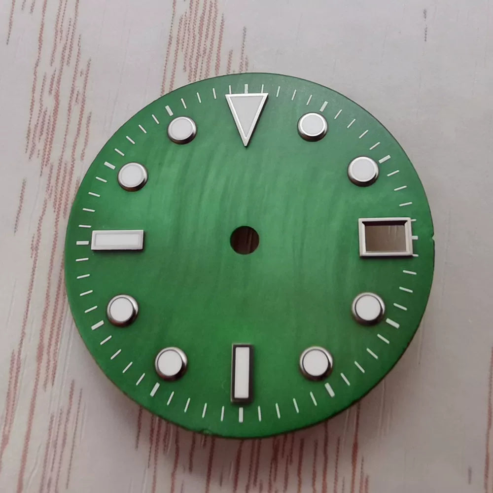 28.5MM MOP Dial  Luminous  Fits Seiko Seiko NH35 NH36 Automatic Mother of Pearl Dial Submariner style