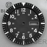 34.3mm Dial For NH36 Day-Date double calendar window green luminous