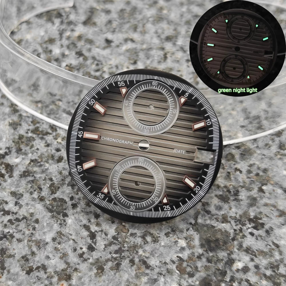 30mm VK61 Dial Chronograph Multifunctional Surface Nautilus Modified Green Luminous Watch Accessories