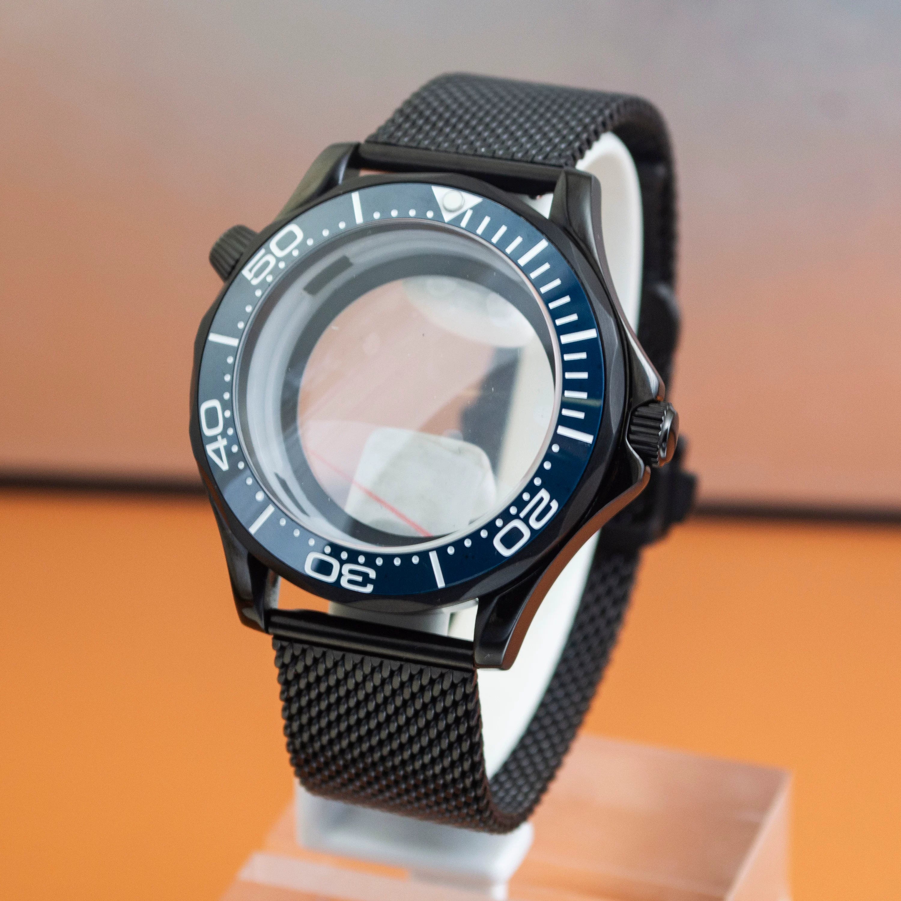 Black Seamaster 300 Case 41mm Sapphire for NH35/NH36 10ATM
