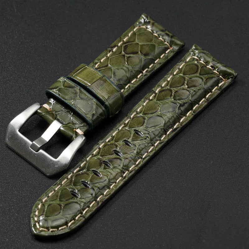 Handmade Snake Leather Strap Skin 20mm 22 24 26MM Textured Genuine Leather band