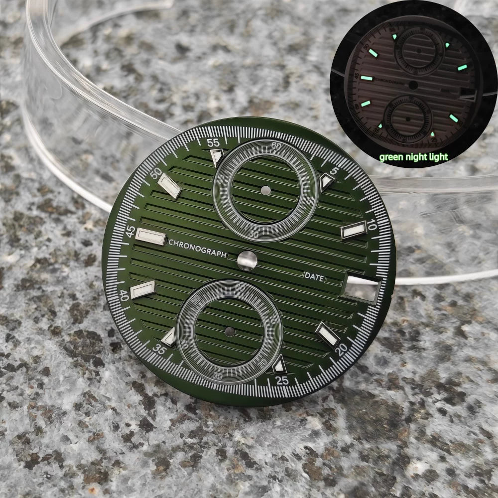 30mm VK61 Dial Chronograph Multifunctional Surface Nautilus Modified Green Luminous Watch Accessories
