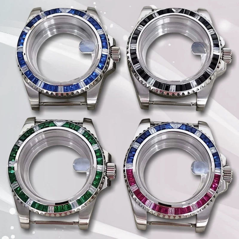 Diamond Bezel Submariner Watch Case  GMT Case 40mm stainless steel for Japanese NH35/36 movement 10Bar