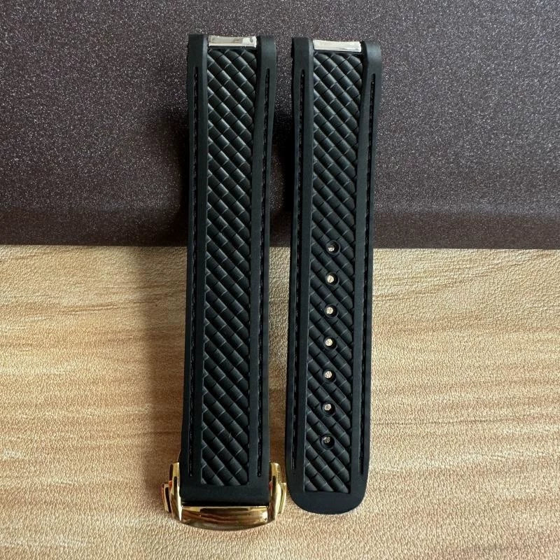 20mm High Quality Rubber Band Seamaster 150/300  Strap AT150 Gold Pin Captain Bumblebee Diver band