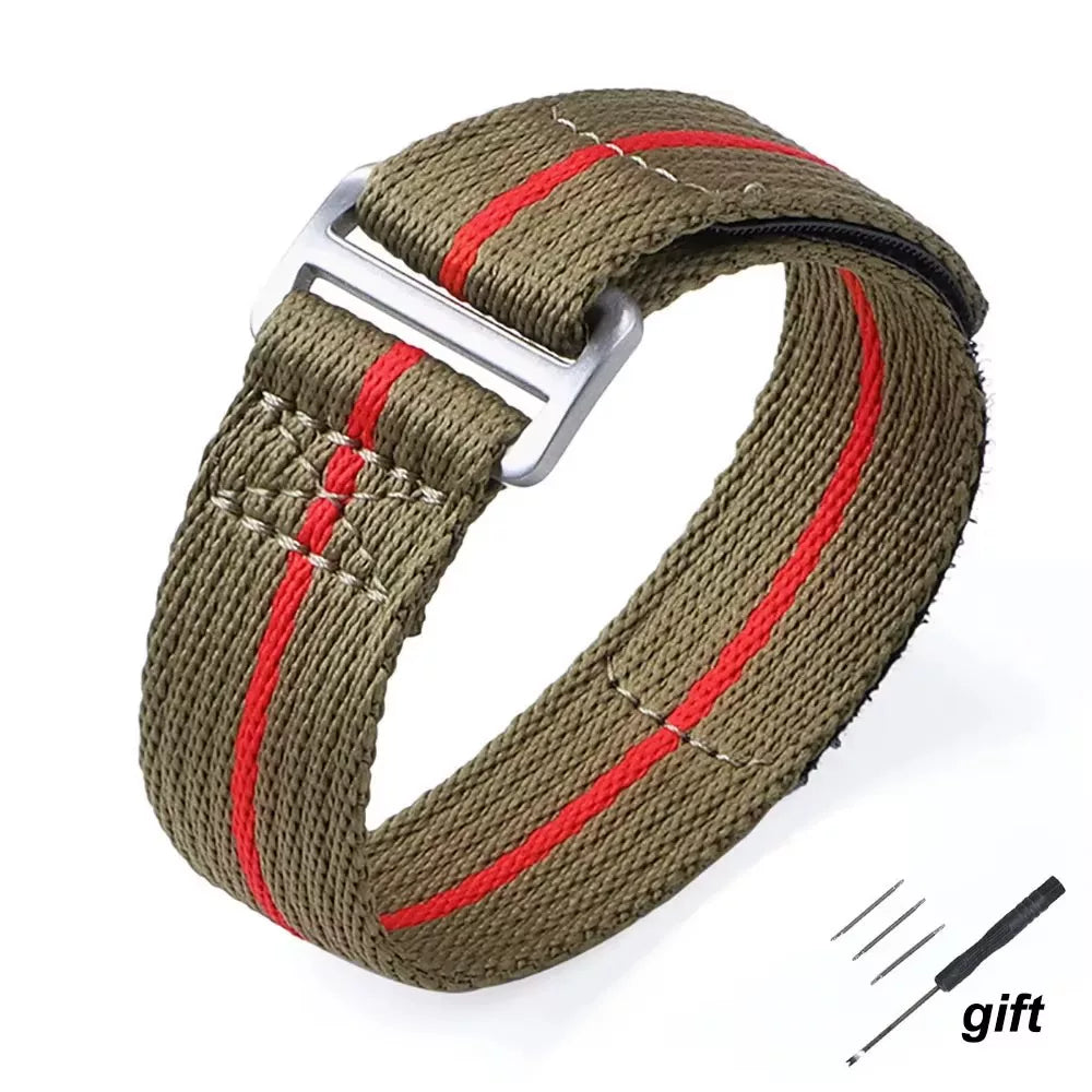 Japanese buckle elastic nylon strap 20mm 22mm long or shorter middel line suitable for any fit watches