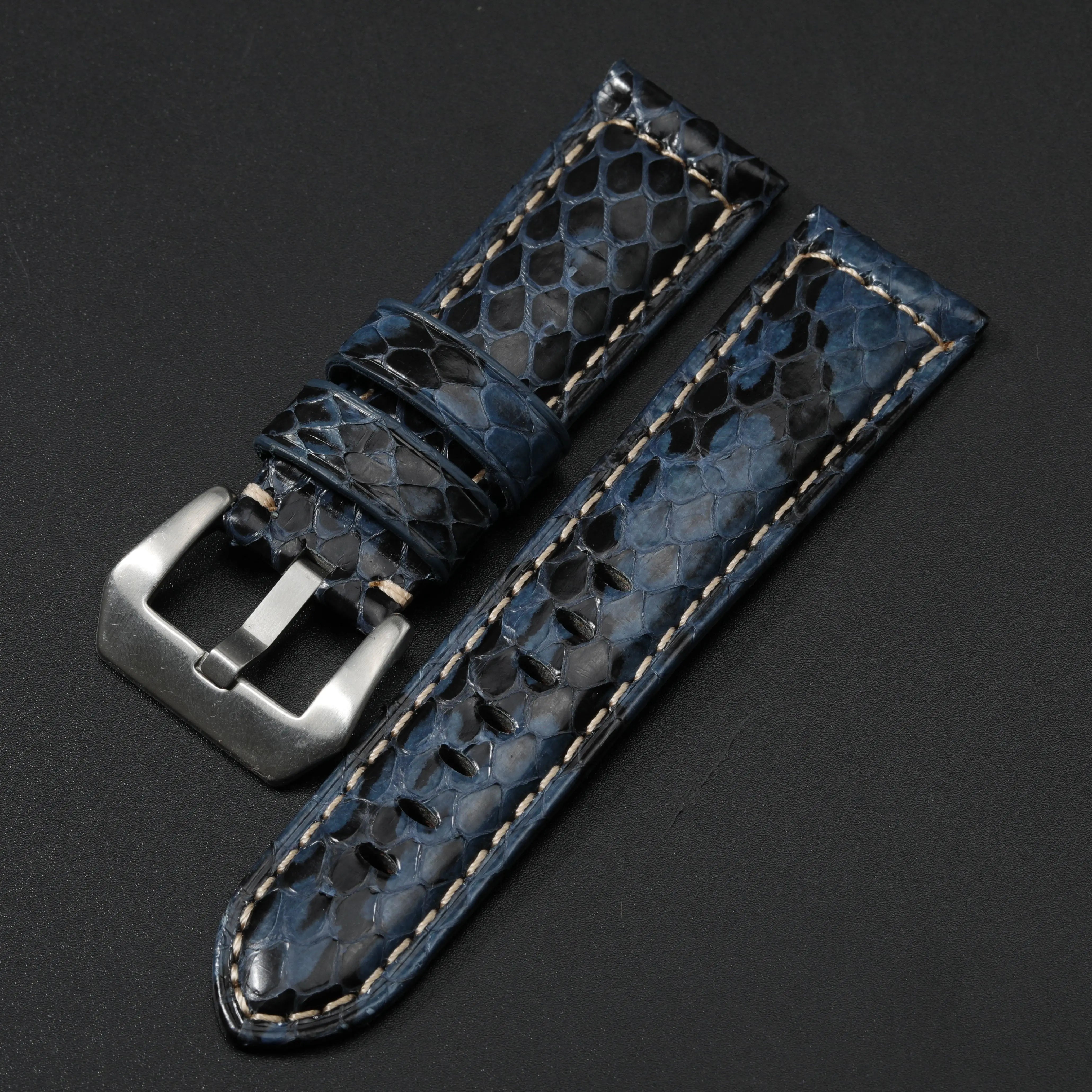 Handmade Snake Leather Strap Skin 20mm 22 24 26MM Textured Genuine Leather band