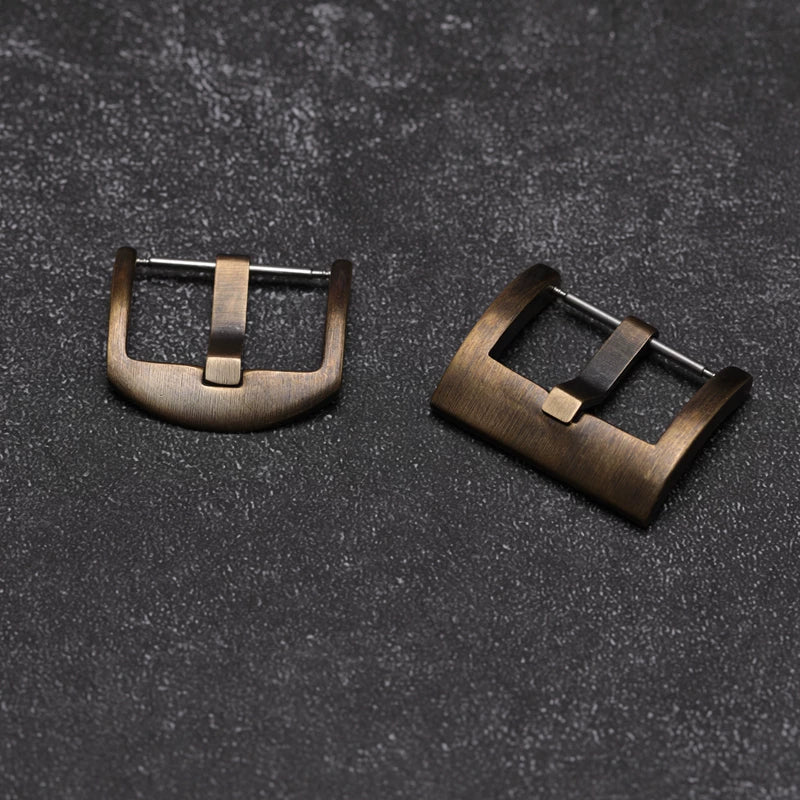 Solid Bronze Buckle Brass 18mm 20mm 22mm 24mm Vintage  Oxidized Aged