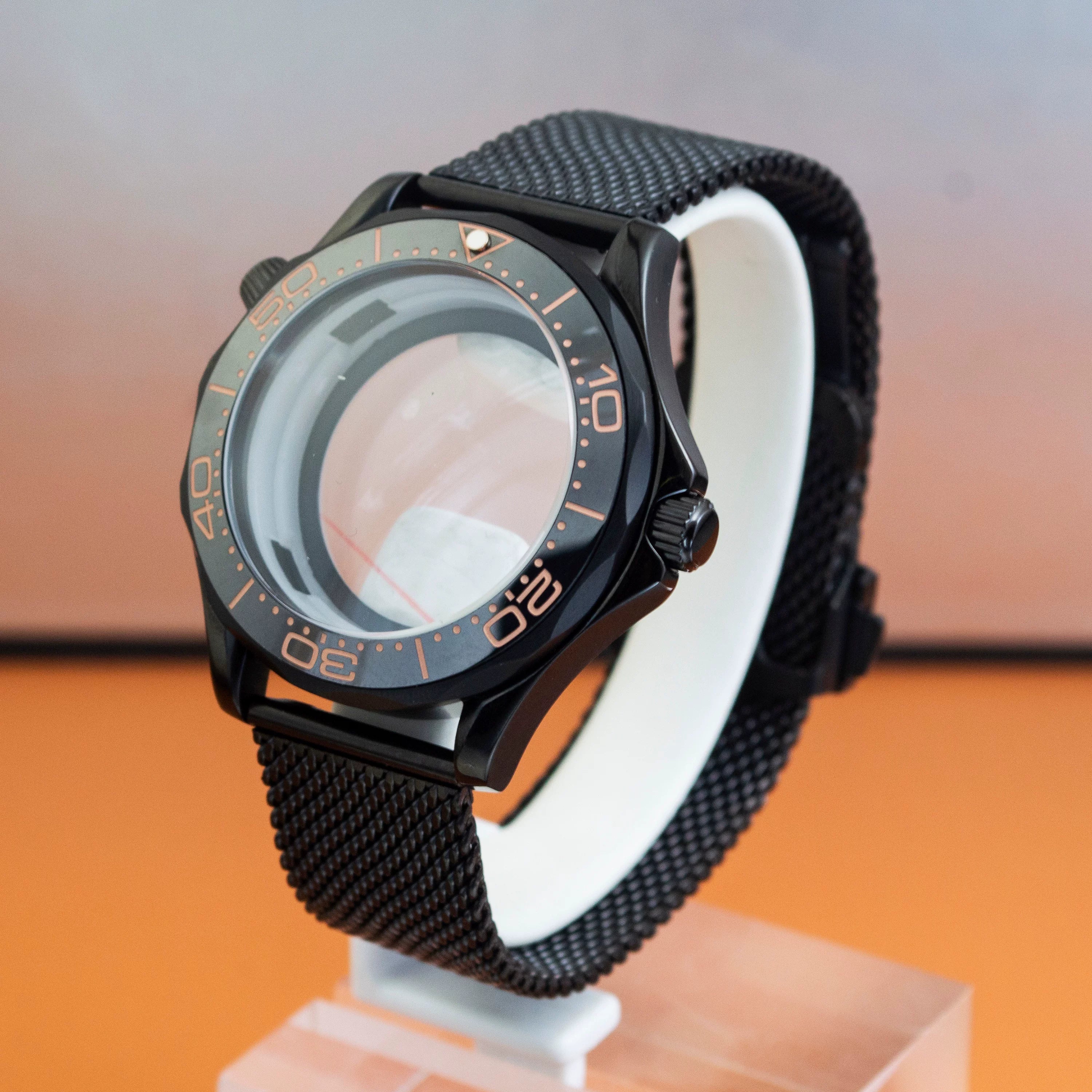 Black Seamaster 300 Case 41mm Sapphire for NH35/NH36 10ATM