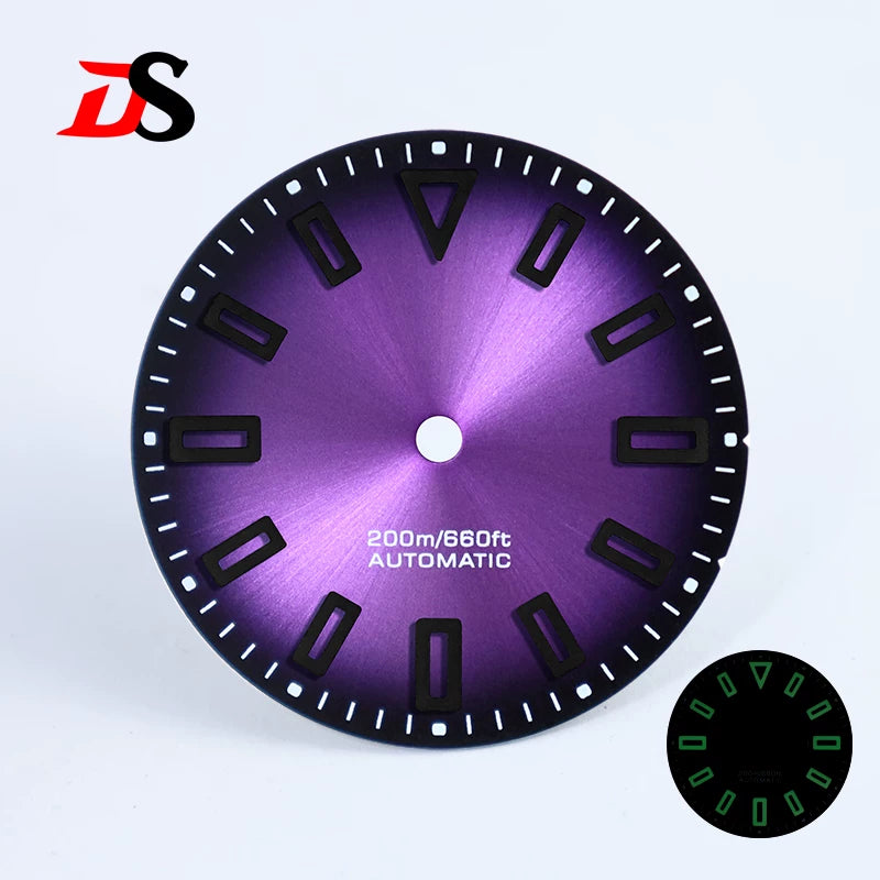Premium Watch Dial Sunburst No date window 28.5mm hollow marker 60C luminous modification for NH35 / Miyota T9015/ ETA2824 PT5000