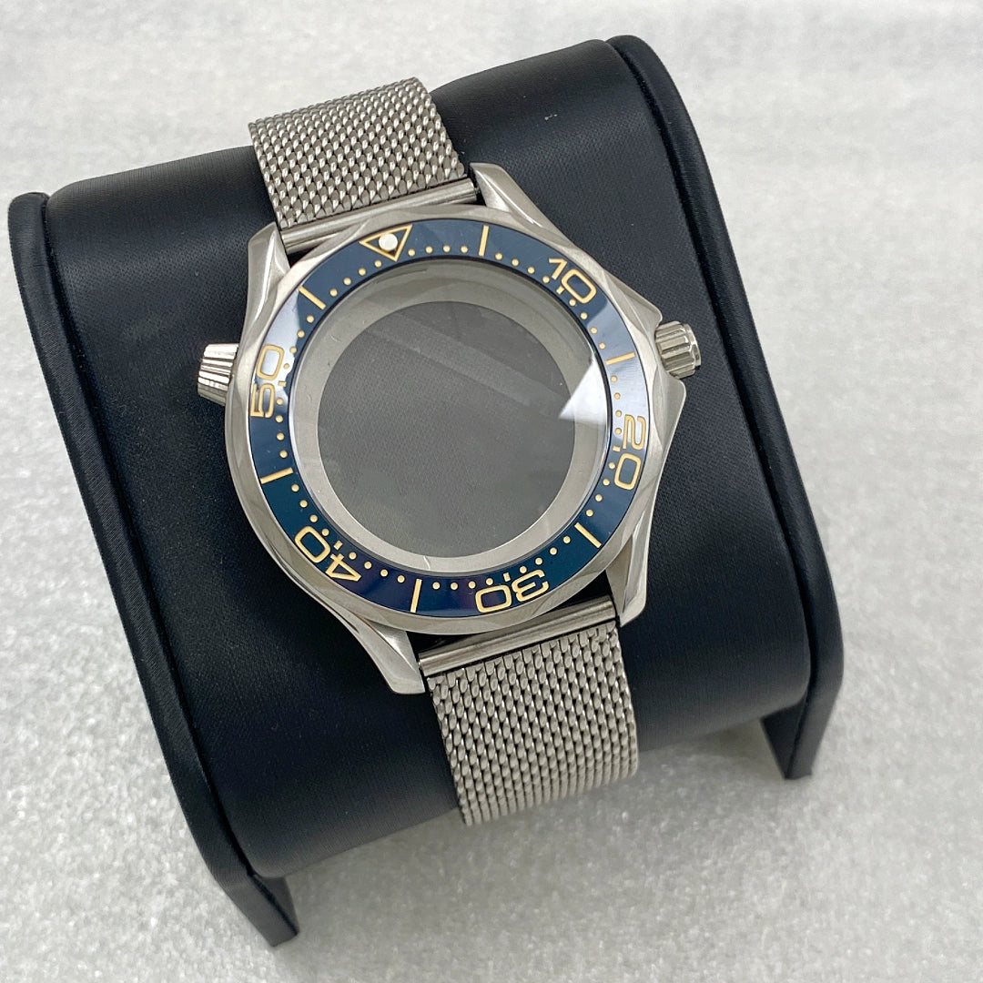 41mm改造シーマスター300ケースメッシュベルトサファイアガラスNH35ムーブメントに適合ステンレススチールケース