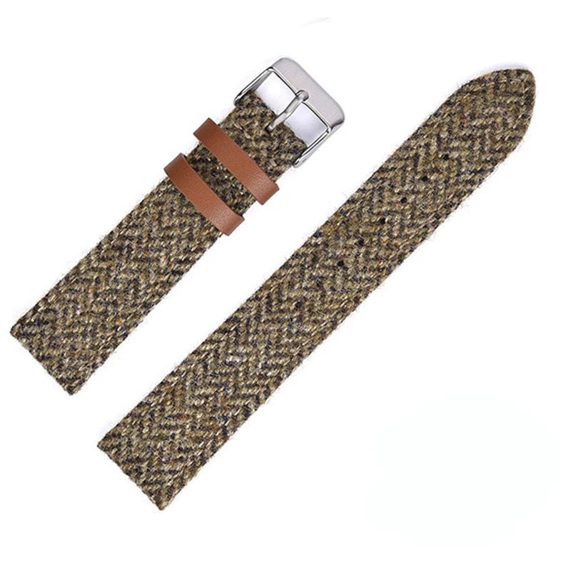 British retro Harris tweed leather strap for pilot watches 18/20/22/mm
