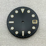 28.5mm Submariner dial water ghost modified dial, ice blue luminous no logo dial, sun pattern literally adapted to NH35 movement