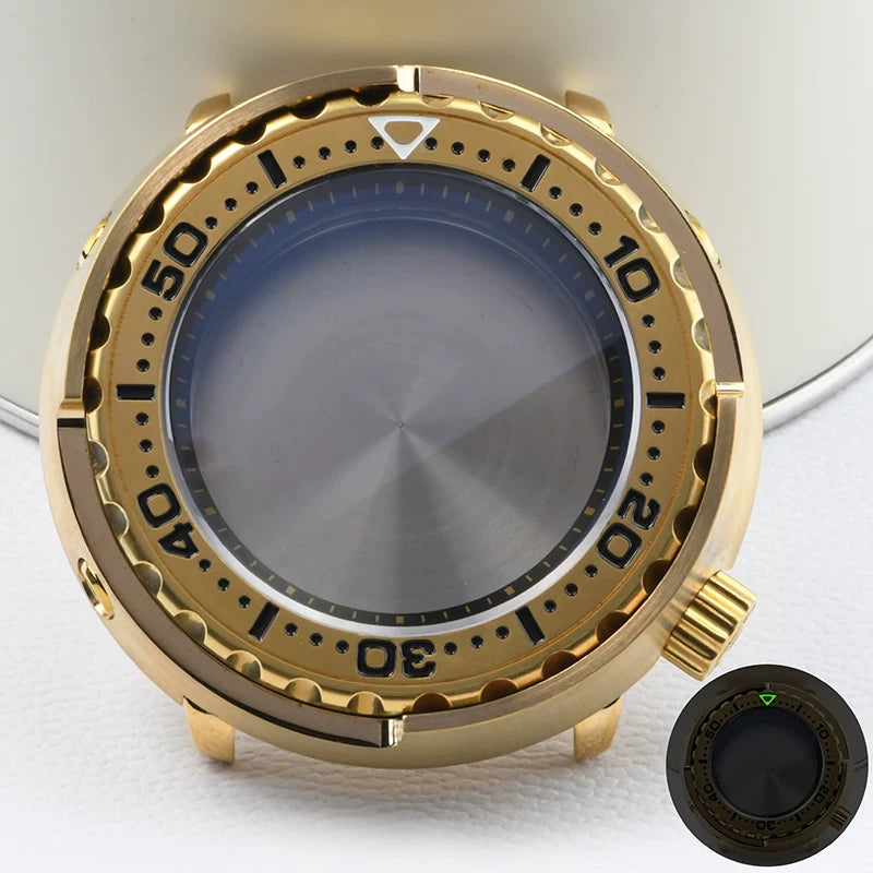 47mm Aluminum bronze tuna can Watch case suitable for TMI NH35A movement 4.2 crown