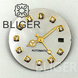 20.5Mm women's Dial sunburst MOP diamond silver nail sterile with hands for NH05 movement