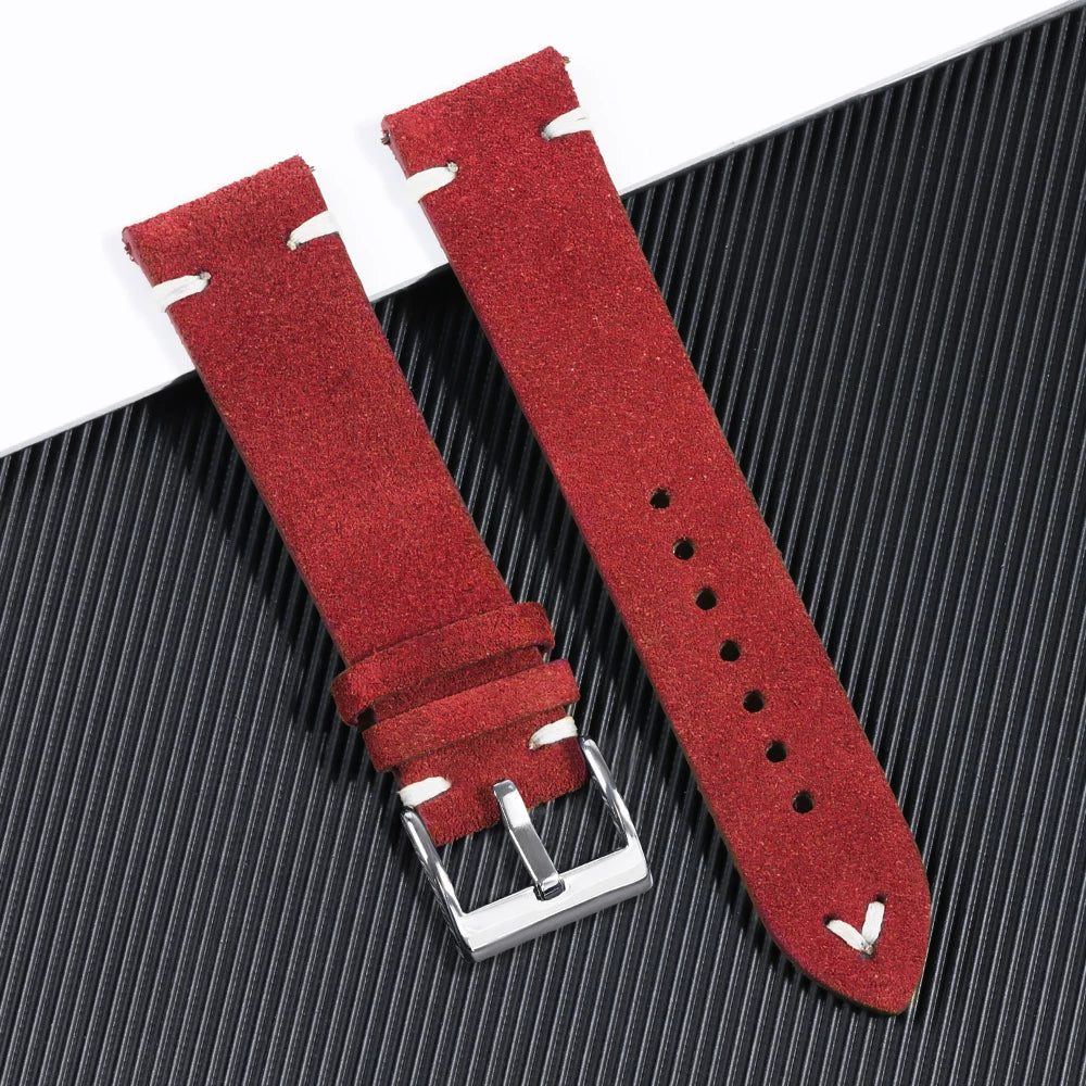 Suede leather Strap Quick-release real cowhide flip leather strap 18 20 22 24mm unisex