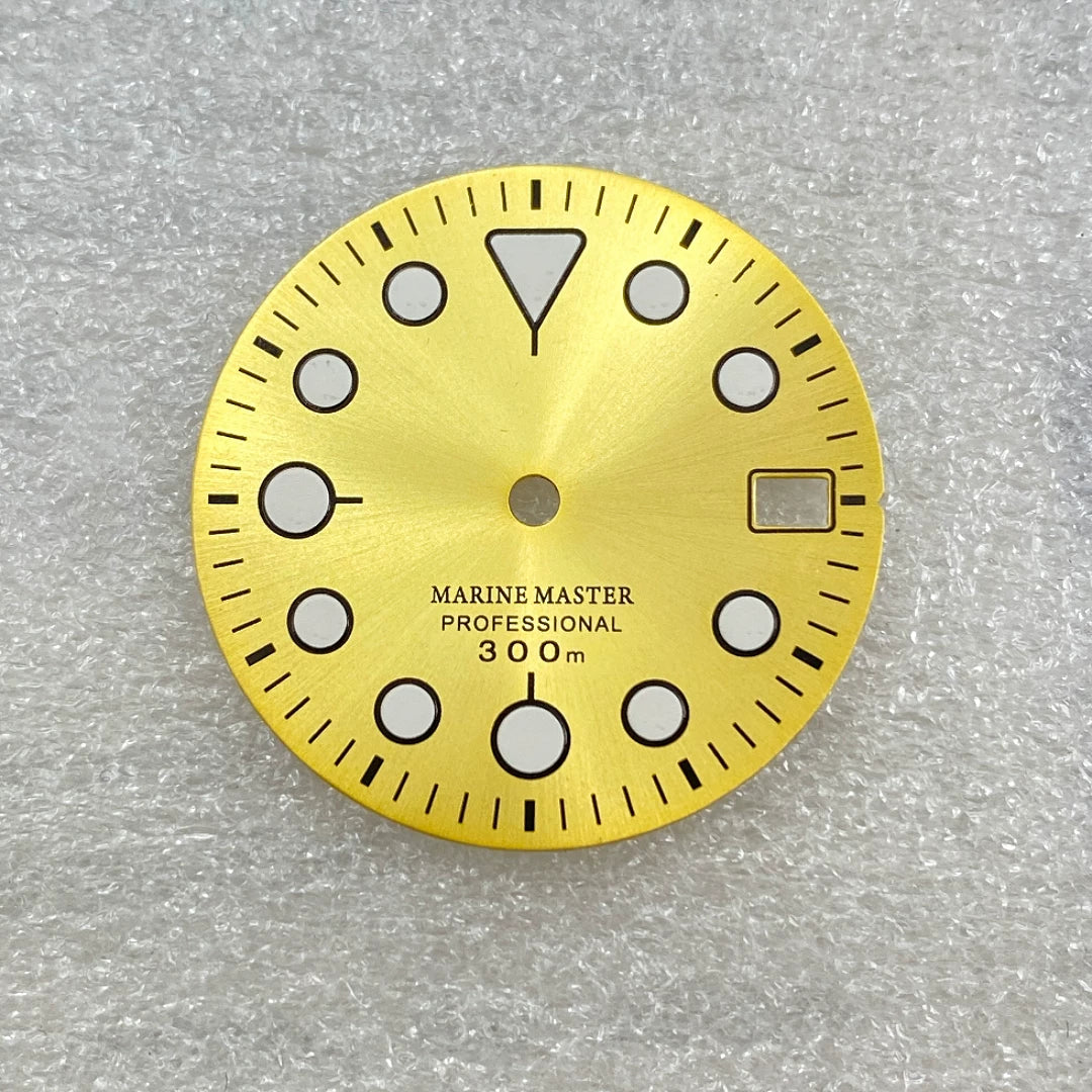 28.5MM SKX007 dial Marine Master round nail green luminous surface suitable for NH35 movement