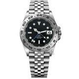 40Mm Quartz GMT Watch Swiss Ronda 515 Men's Watch 24 Hours GMT Fixed Bezel Sapphire Glass Calendar